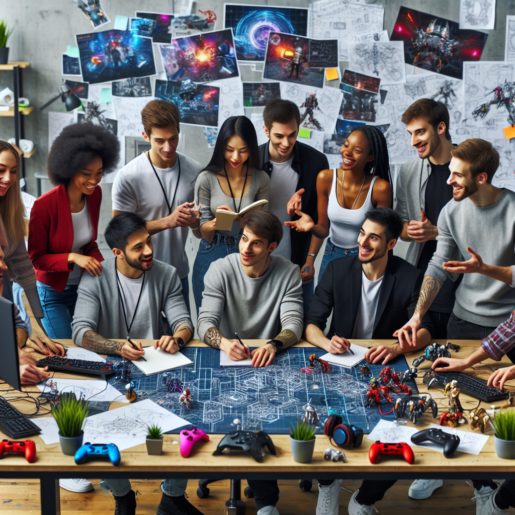 Team of gamers collaborating